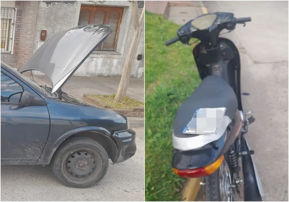 Leve impacto en Alvear y Quirno Costa: chocaron una moto y un auto