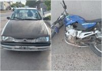 Chocaron moto y auto: una mujer registró lesiones y fue hospitalizada 
