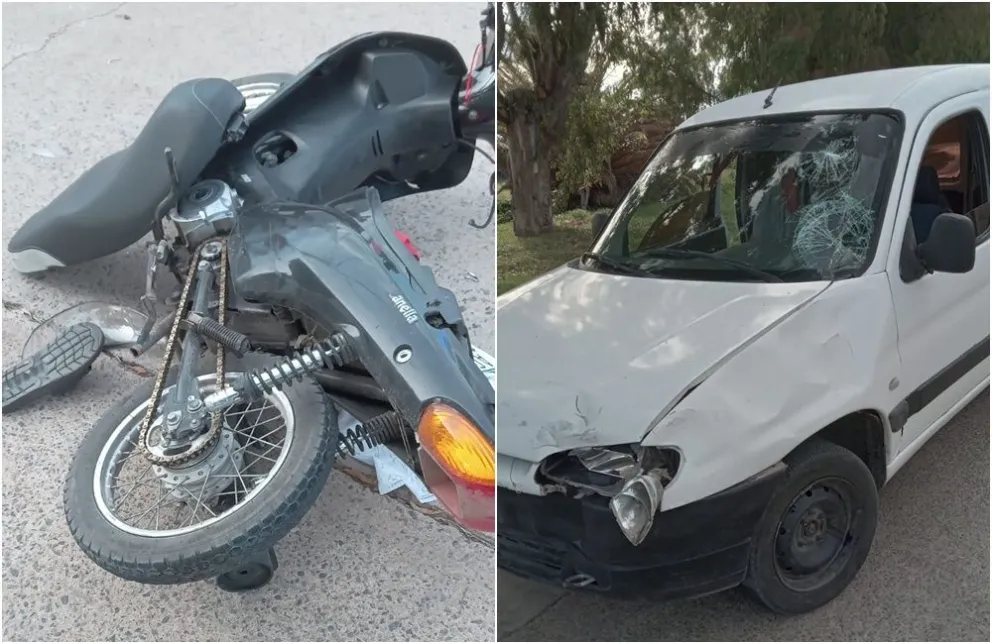 Choque en Vivanco: daños materiales y un motociclista hospitalizado