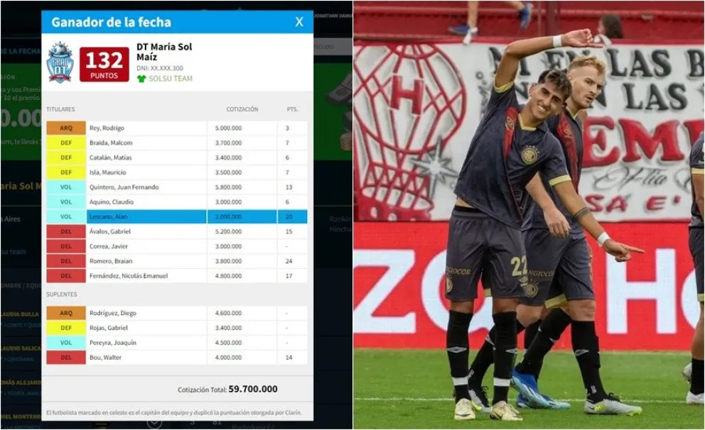Una bolivarense ganó $50.000 en la fecha del Gran DT: tenía a Alan Lescano de capitán