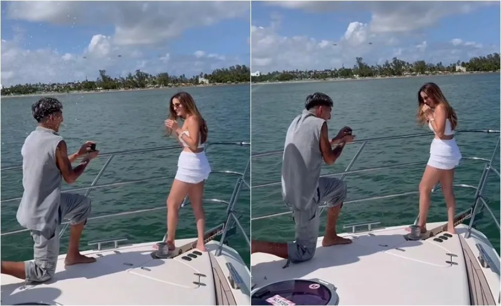 Como en las películas: el momento en que Alan Lescano le pide casamiento a su novia en un barco