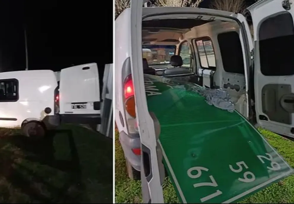 Insólito: se robaron un cartel de señalización y fueron interceptados por la Policía