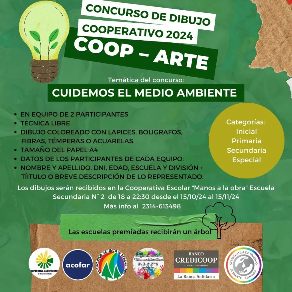 Aún hay tiempo de participar del concurso de dibujo organizado por entidades cooperativas de Bolívar