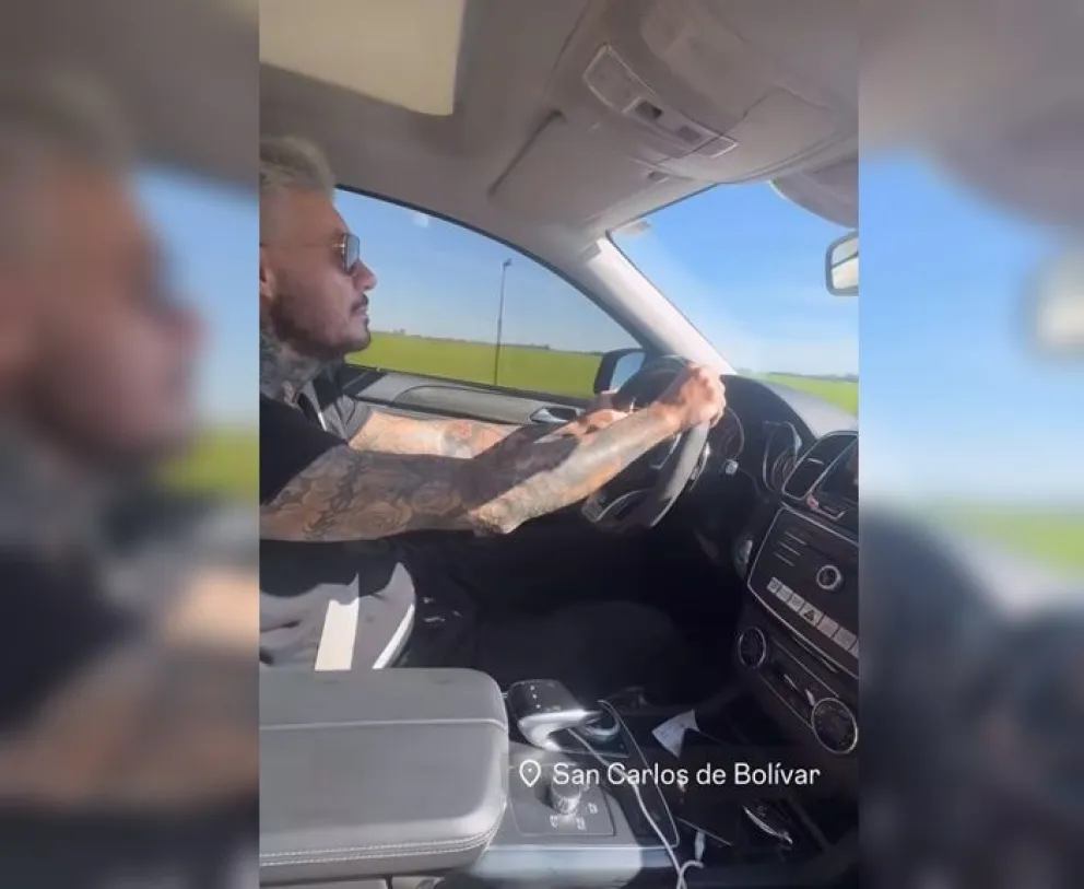 Marcelo Tinelli llegó a Bolívar junto a su pareja Millet Figueroa y el Tirri para la maratón