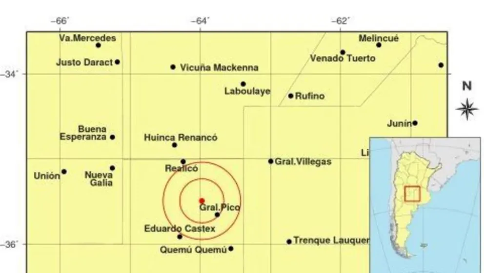 Hubo un movimiento sísmico en cercanías a General Pico con una profundidad de 28 kilómetros