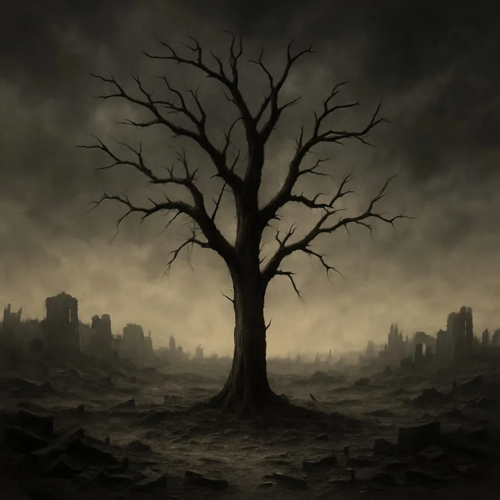 "Árbol seco del mal". Imagen ilustrativa creada con Inteligencia Artificial.