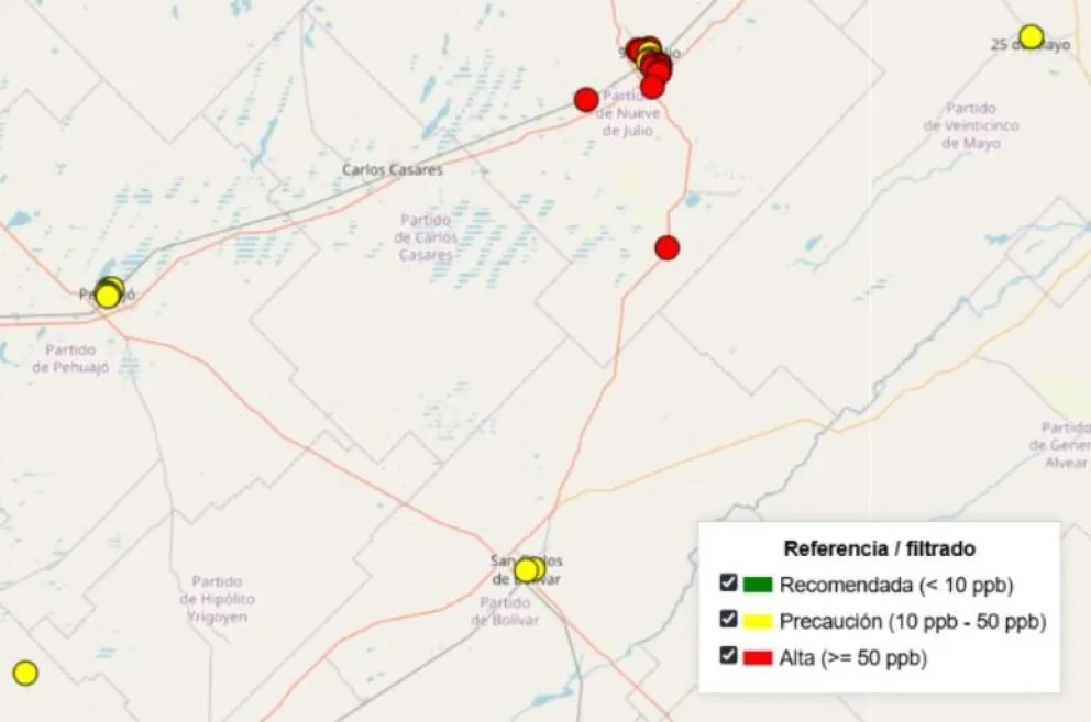 Mapa de Arsénico en la provincia de Buenos Aires